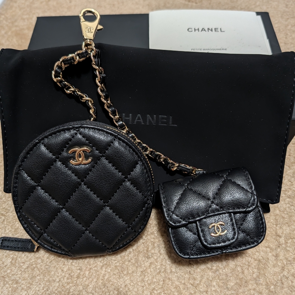 GWP/VIP Chanel Black Quilted Leather Bag Set